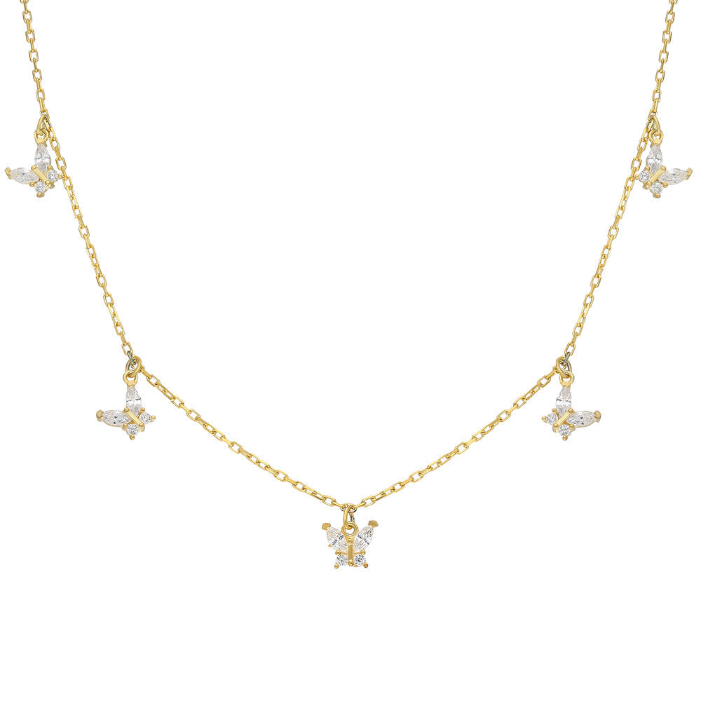 Zirkon Taşlı Kelebek Şans Kolye | 925 Ayar Gümüş – Jeweliay Jewelry – 1 – Gold beyaz fon #RENK_gold