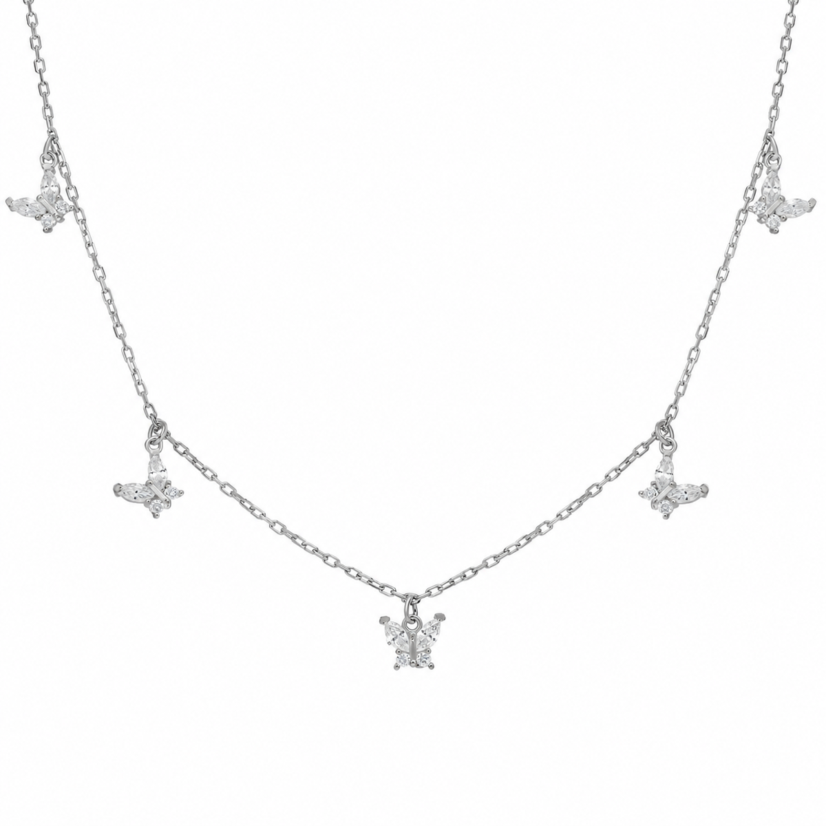 Zirkon Taşlı Kelebek Şans Kolye | 925 Ayar Gümüş – Jeweliay Jewelry – 2 – Silver beyaz fon #RENK_silver