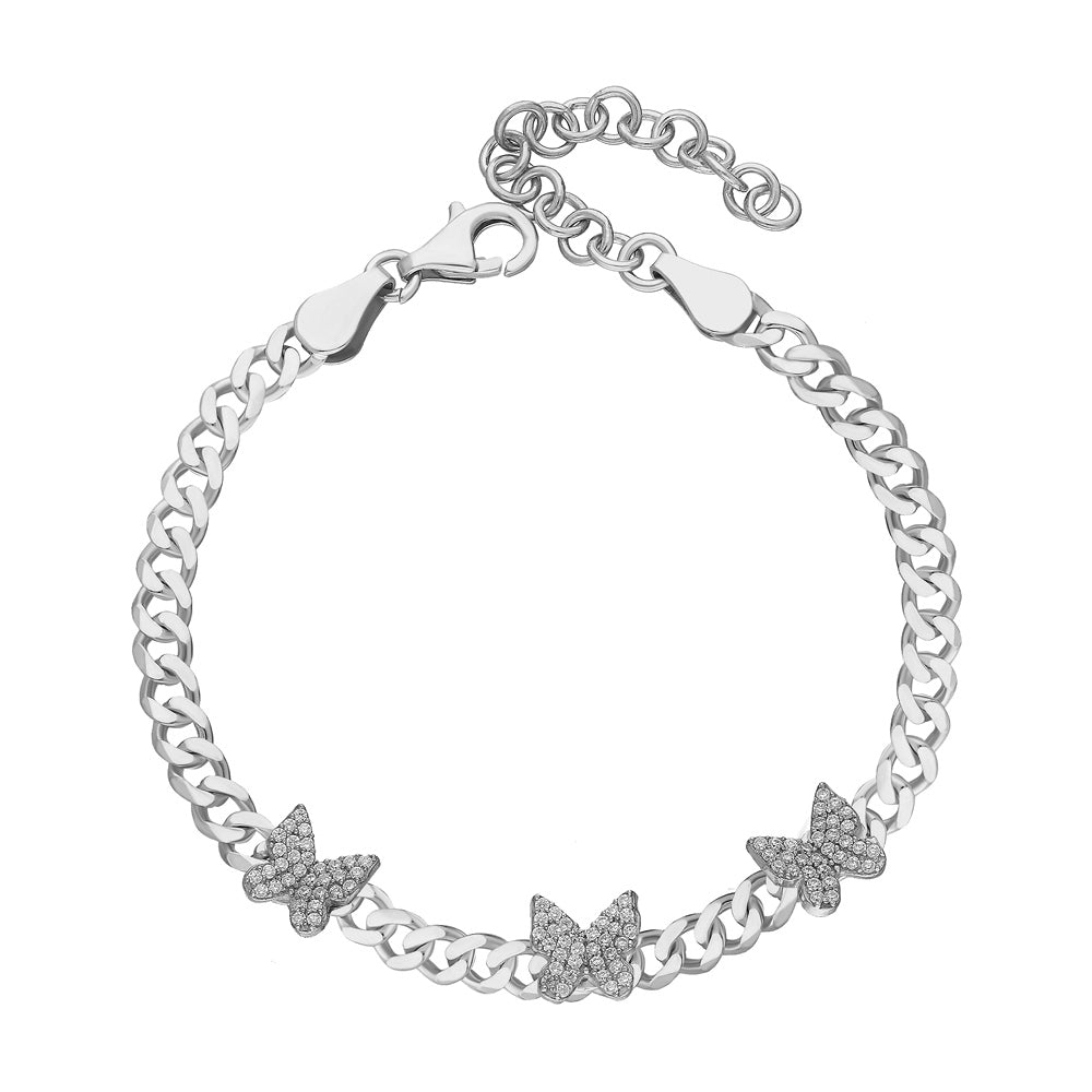 Zirkon Taşlı Kelebekli Gurmet Zincir Bileklik | 925 Ayar Gümüş – Jeweliay Jewelry – 2 – Silver beyaz fon #RENK_silver