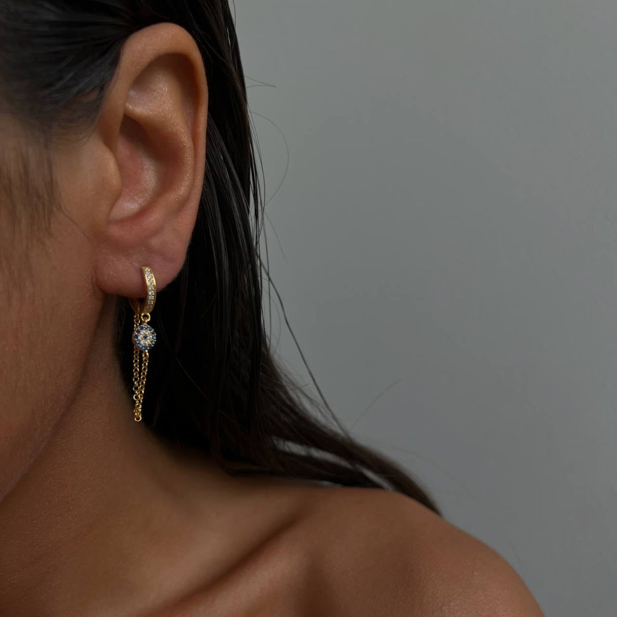 Zirkon Taşlı Mengeç Nazar Sallantılı Küpe | 925 Ayar Gümüş – Jeweliay Jewelry – 5