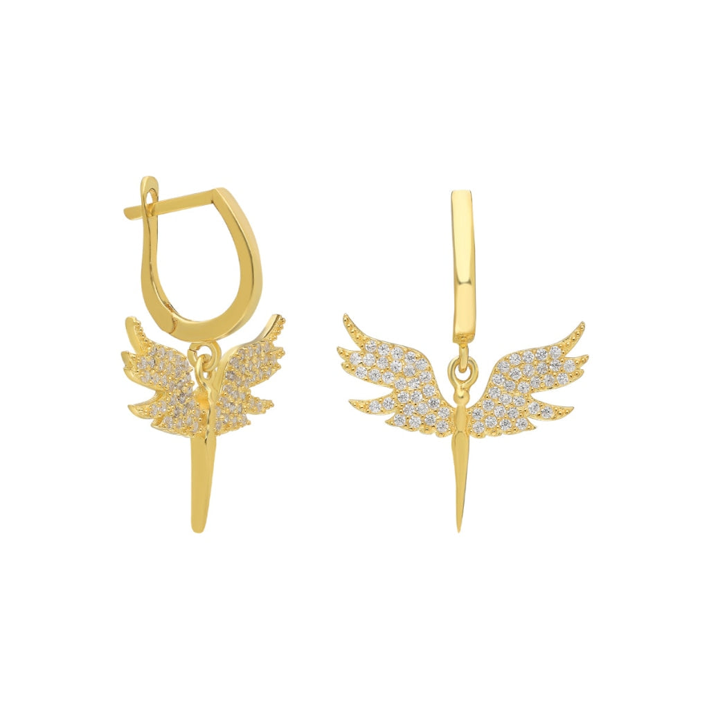 Zirkon Taşlı Mikail Melek Küpe | 925 Ayar Gümüş – Jeweliay Jewelry – 2 – Gold beyaz fon #RENK_gold