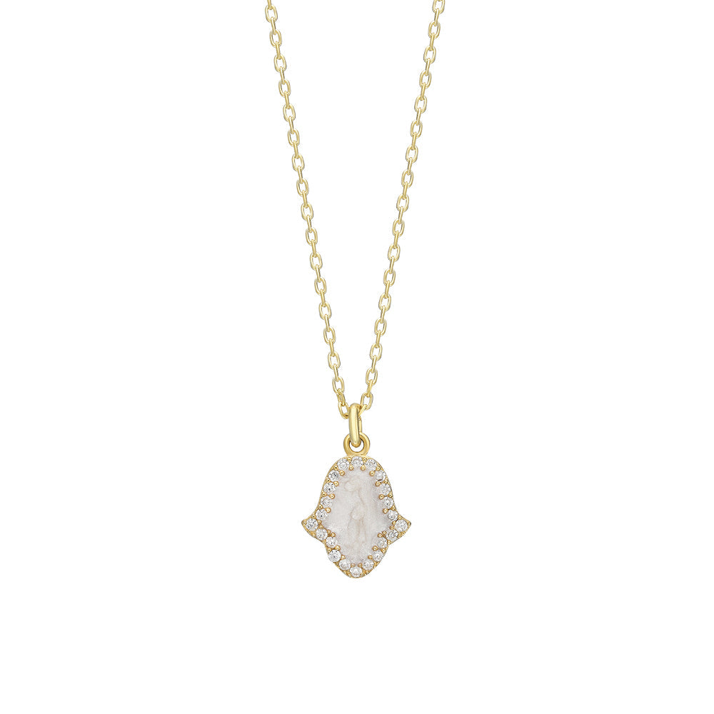 Zirkon Taşlı Mineli Fatma Ana Eli Kolye | 925 Ayar Gümüş – Jeweliay Jewelry – 1 – Gold beyaz fon #RENK_gold