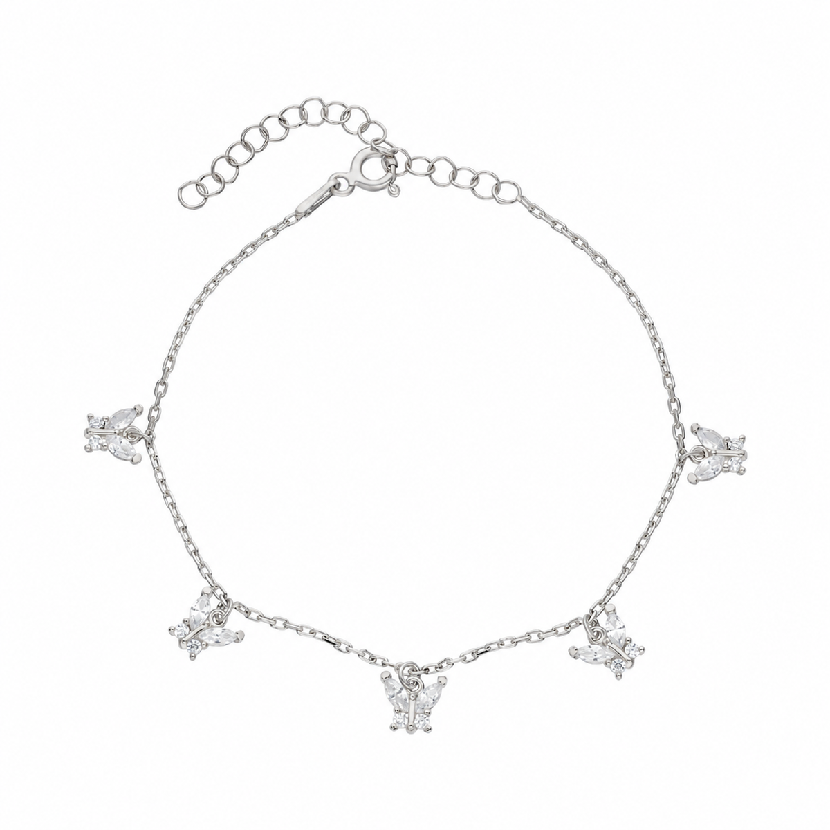 Zirkon Taşlı Mini Kelebek Bileklik | 925 Ayar Gümüş – Jeweliay Jewelry – 2 – Silver beyaz fon #RENK_silver