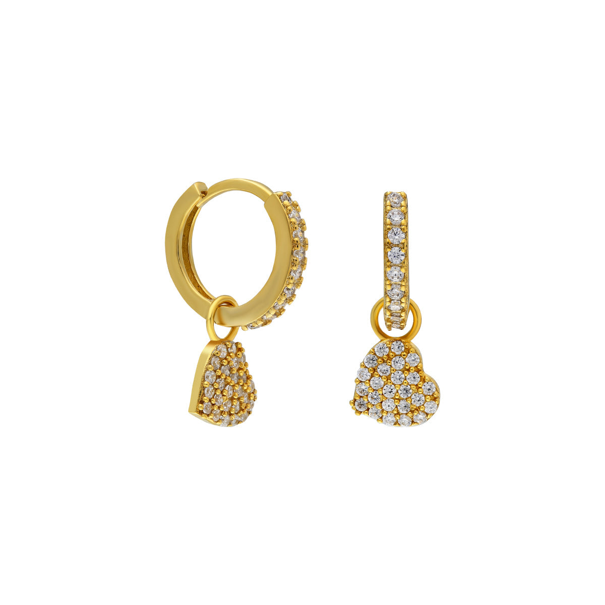 Zirkon Taşlı Minimal Kalp Sallantılı Küpe | 925 Ayar Gümüş – Jeweliay Jewelry – 1 – Gold beyaz fon #RENK_gold
