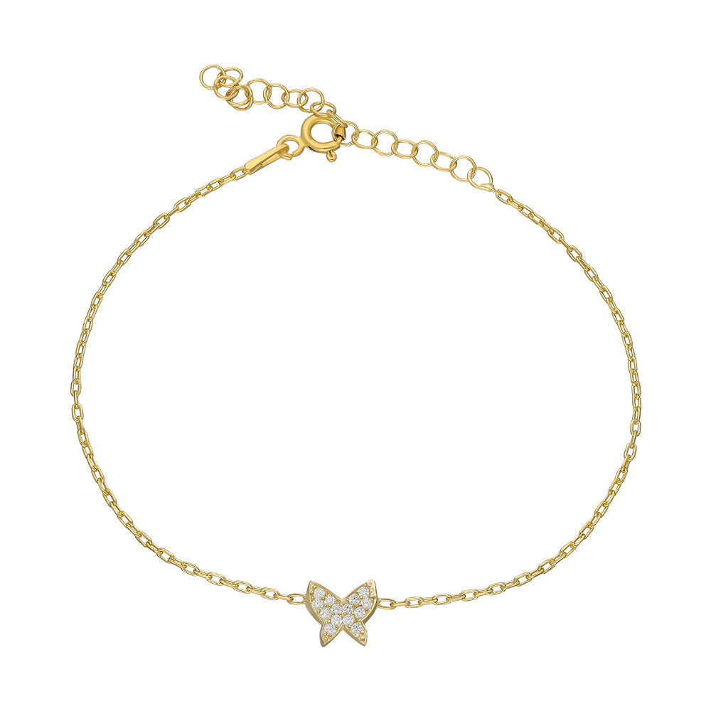 Zirkon Taşlı Minimal Kelebek Bileklik | 925 Ayar Gümüş – Jeweliay Jewelry – 1 – Gold beyaz fon #RENK_gold