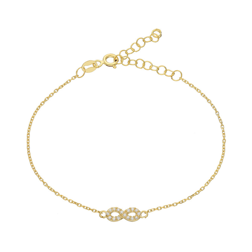 Zirkon Taşlı Minimal Sonsuzluk Bileklik | 925 Ayar Gümüş – Jeweliay Jewelry – 1 – Gold beyaz fon #RENK_gold
