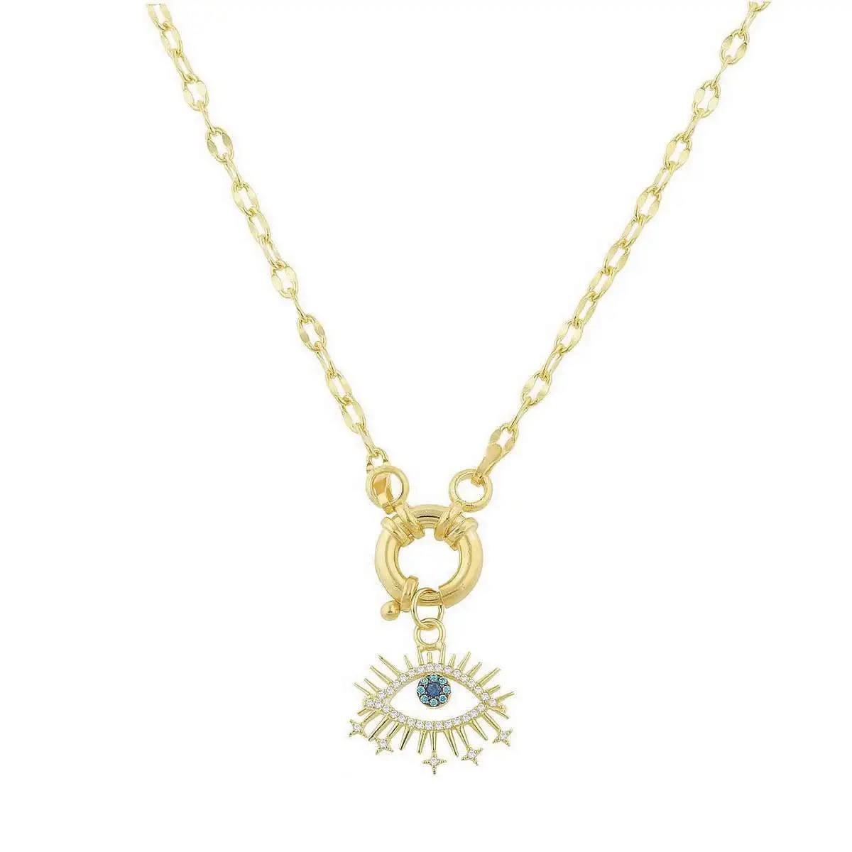 Zirkon Taşlı Miya Göz Kolye | 925 Ayar Gümüş – Jeweliay Jewelry – 1 – Gold beyaz fon #RENK_gold