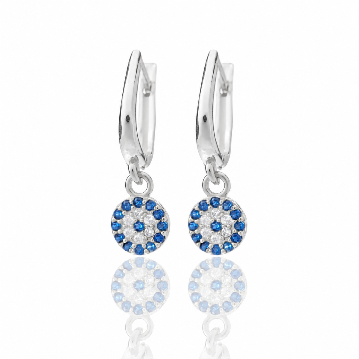Zirkon Taşlı Nazar Sallantılı Küpe | 925 Ayar Gümüş – Jeweliay Jewelry – 4 – Silver beyaz fon #RENK_silver