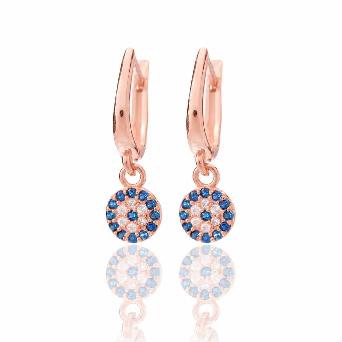 Zirkon Taşlı Nazar Sallantılı Küpe | 925 Ayar Gümüş – Jeweliay Jewelry – 5 – Rose beyaz fon #RENK_rose