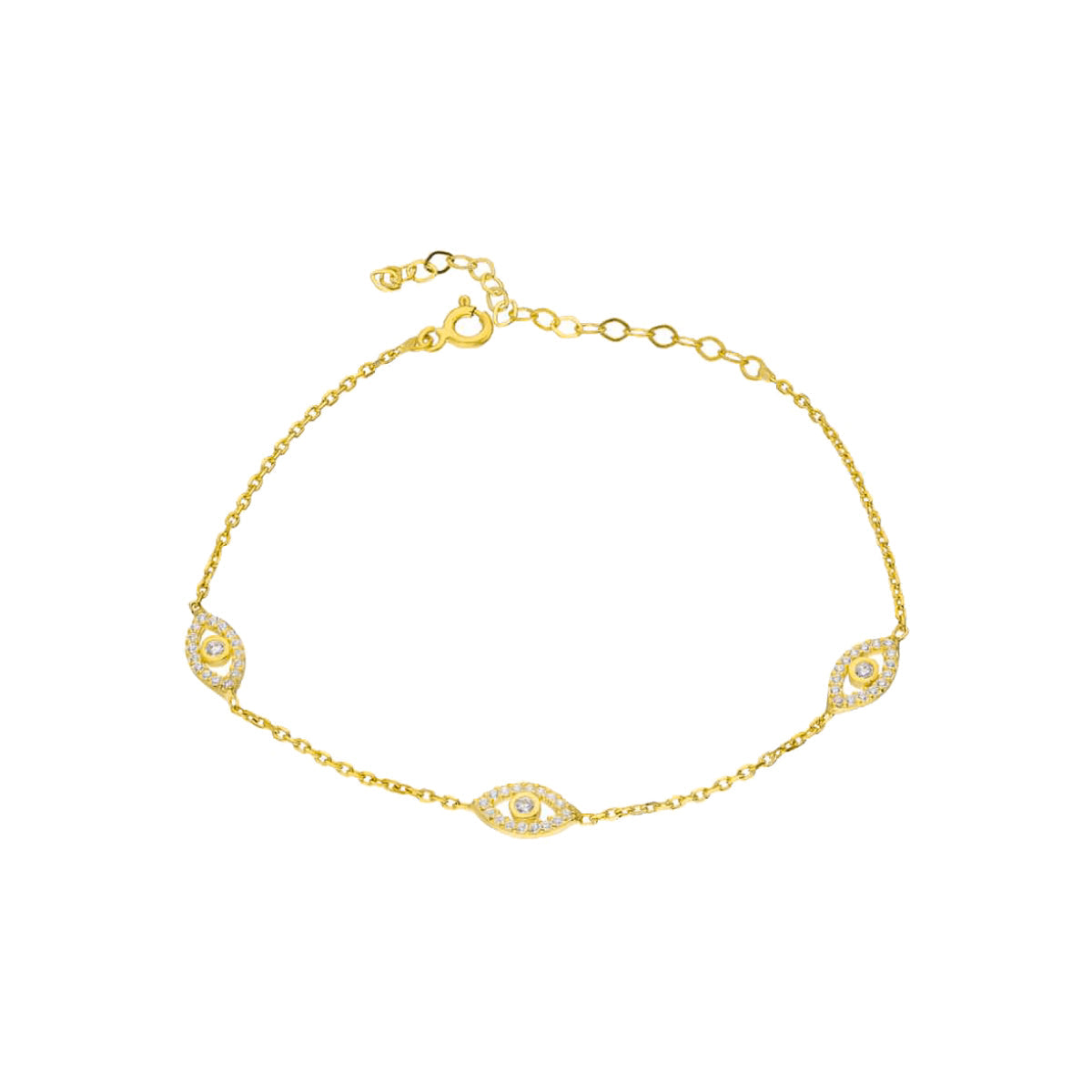 Zirkon Taşlı Üçlü Göz Bileklik | 925 Ayar Gümüş – Jeweliay Jewelry – 2 – Gold beyaz fon #RENK_gold