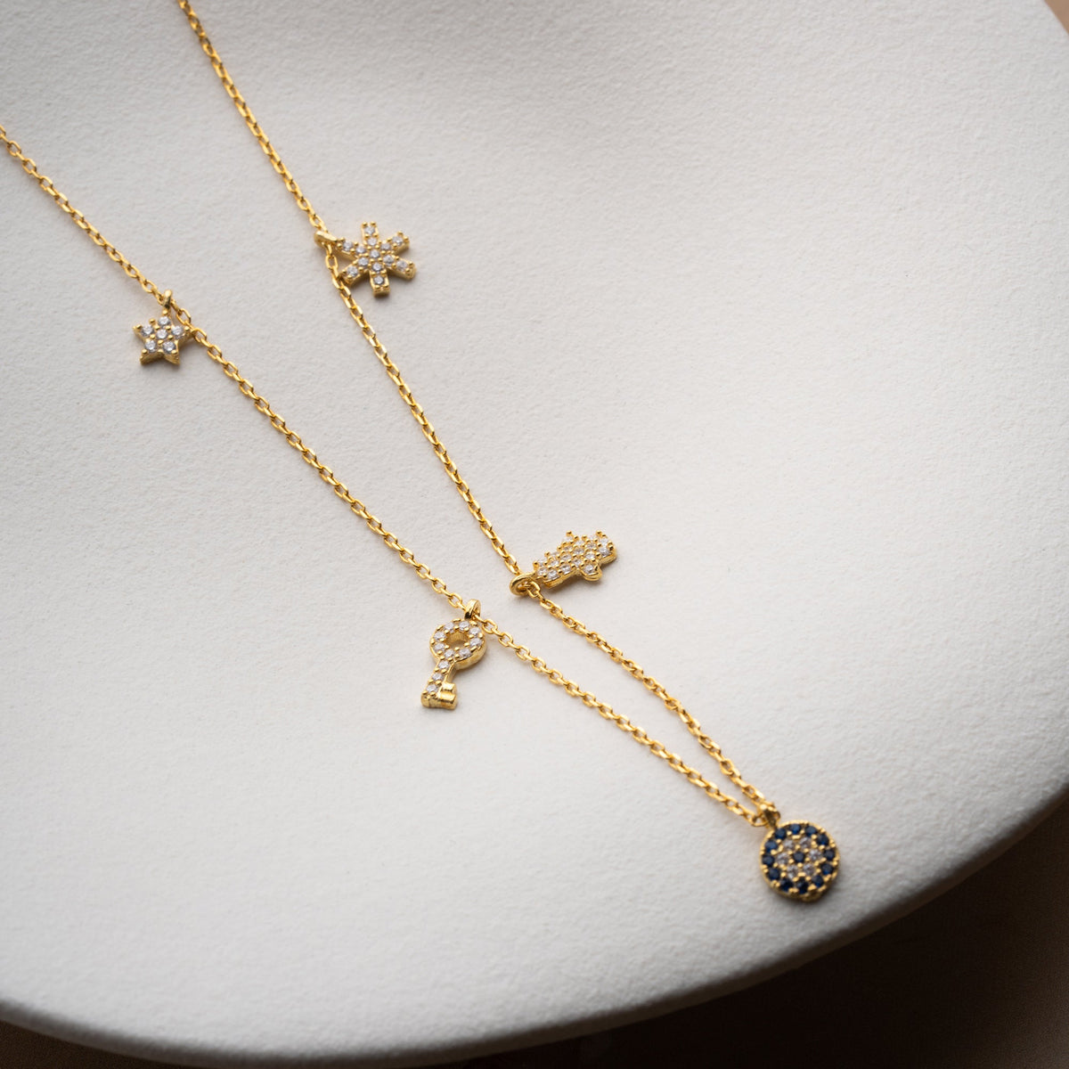 Zirkon Taşlı Yıldız Anahtar ve Nazar Şans Kolye | 925 Ayar Gümüş – Jeweliay Jewelry – 5