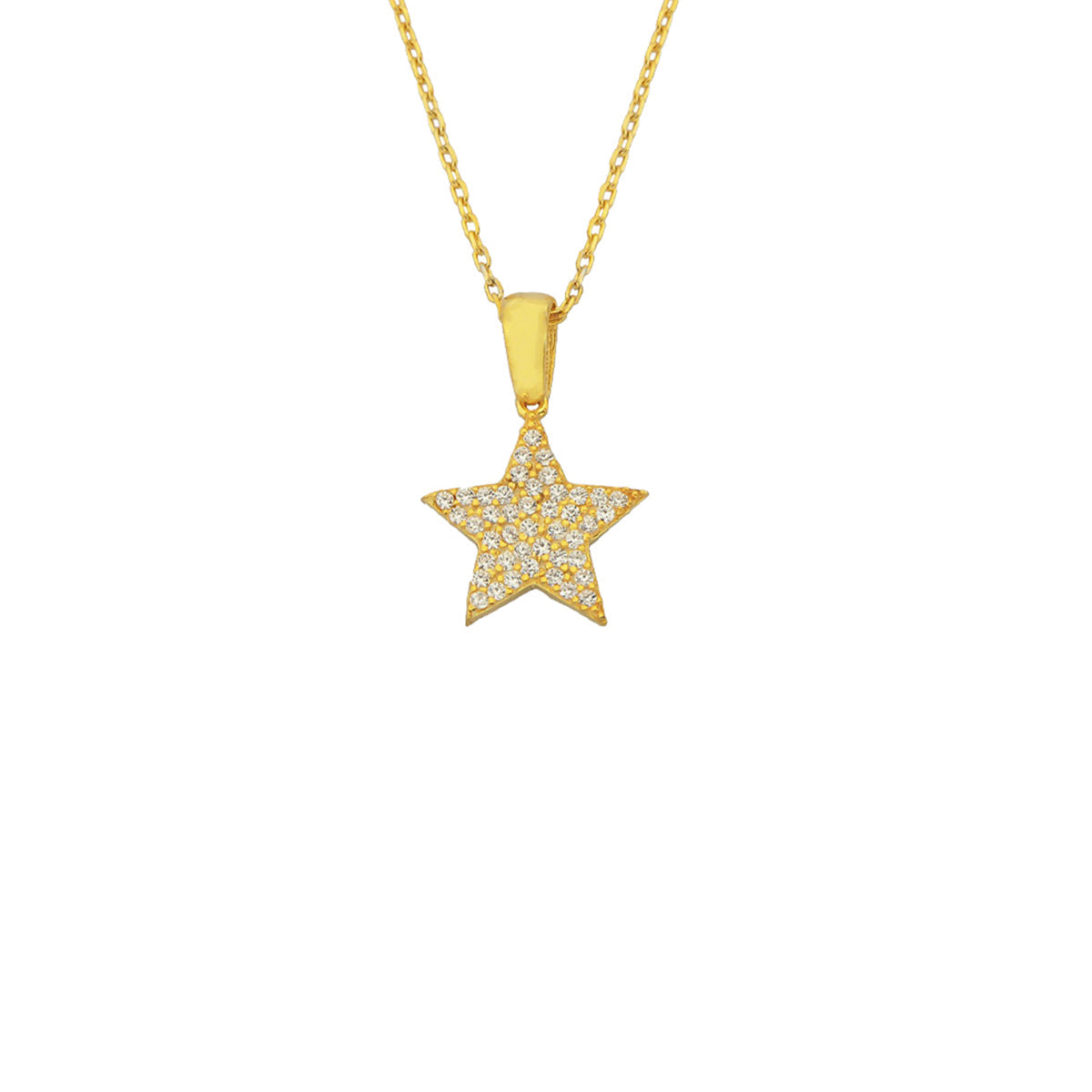 Zirkon Taşlı Yıldız Tasarım Kolye | 925 Ayar Gümüş – Jeweliay Jewelry – 2 – Gold beyaz fon #RENK_gold