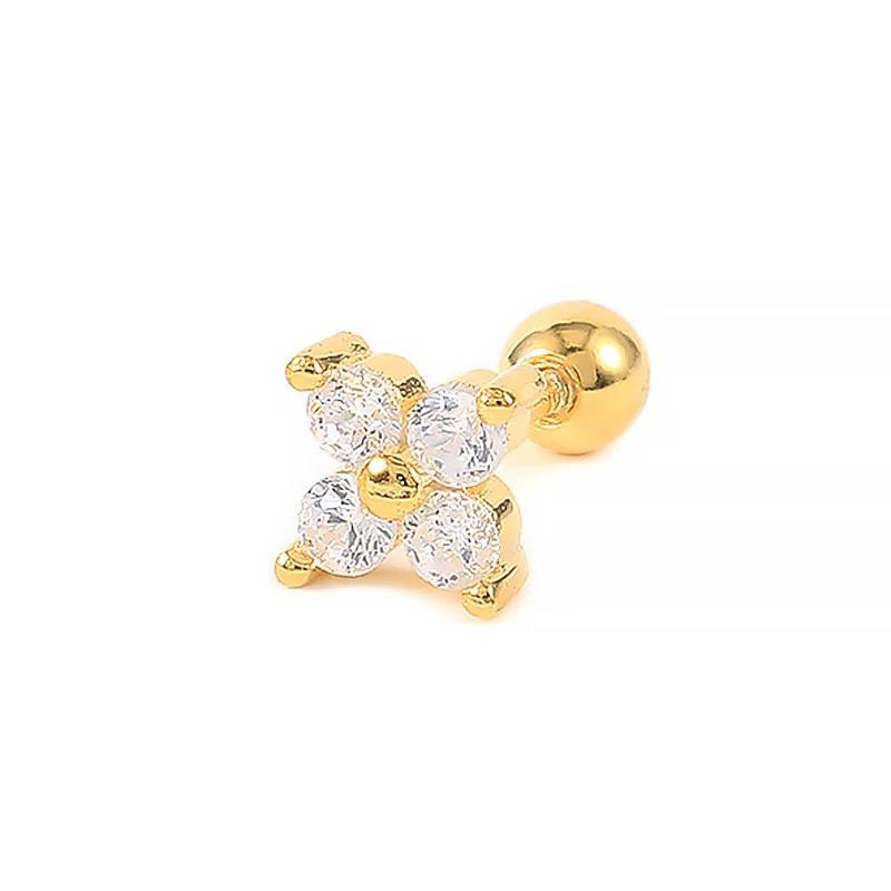 Zirkon Taşlı Yonca Piercing | 925 Ayar Gümüş – Jeweliay Jewelry – 1 – Gold beyaz fon #RENK_gold