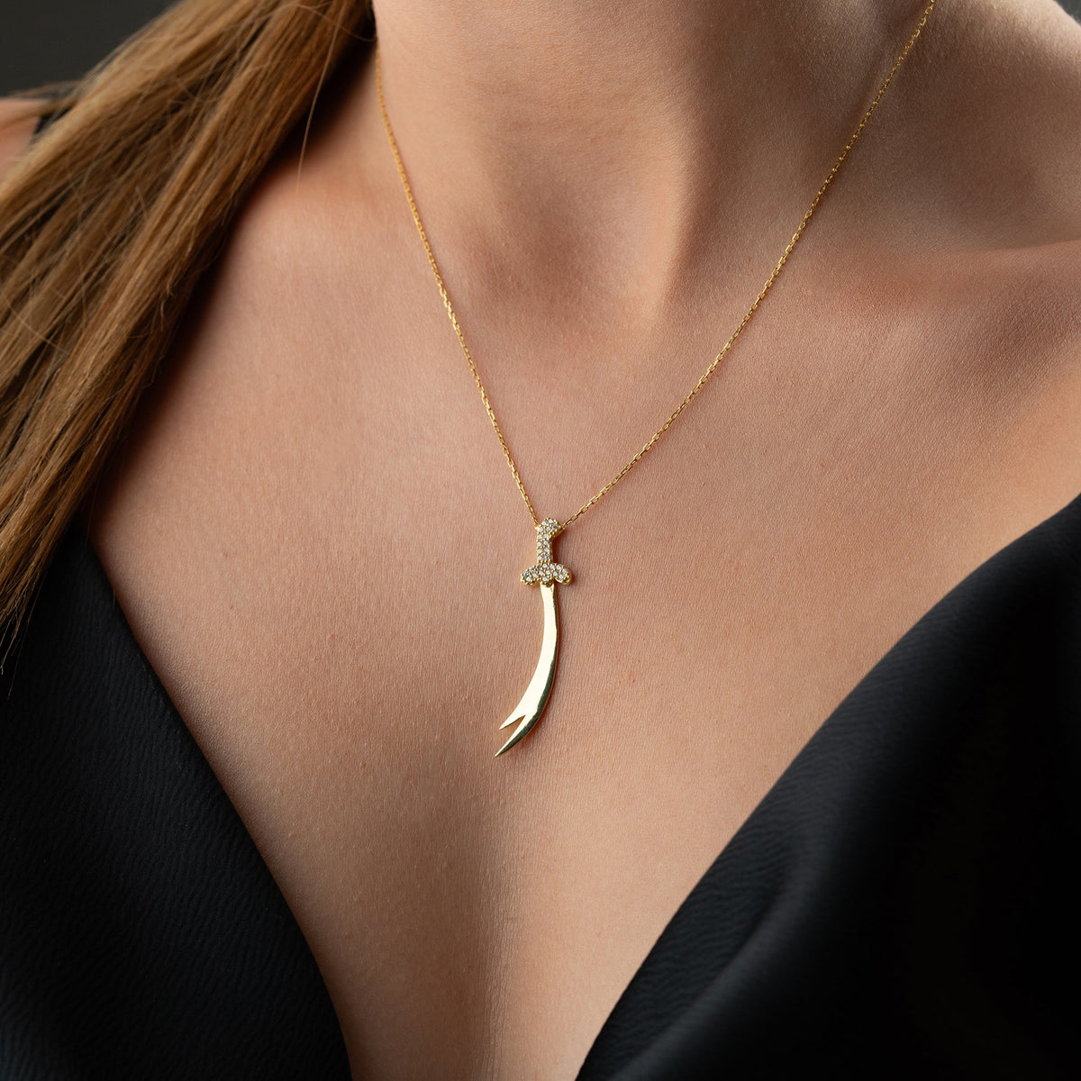 Zirkon Taşlı Zülfikar Kılıcı Kolye | 925 Ayar Gümüş – Jeweliay Jewelry – 9